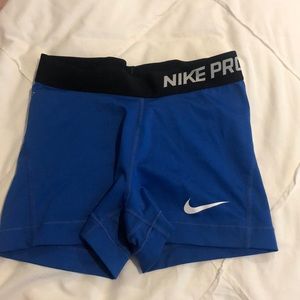 Royal blue nike pro shorts